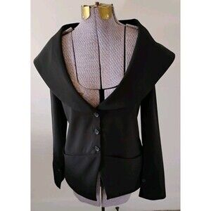 Elm Design Blazer Jacket Women's Black Minimalist Lagenlook Career Modern Sz S